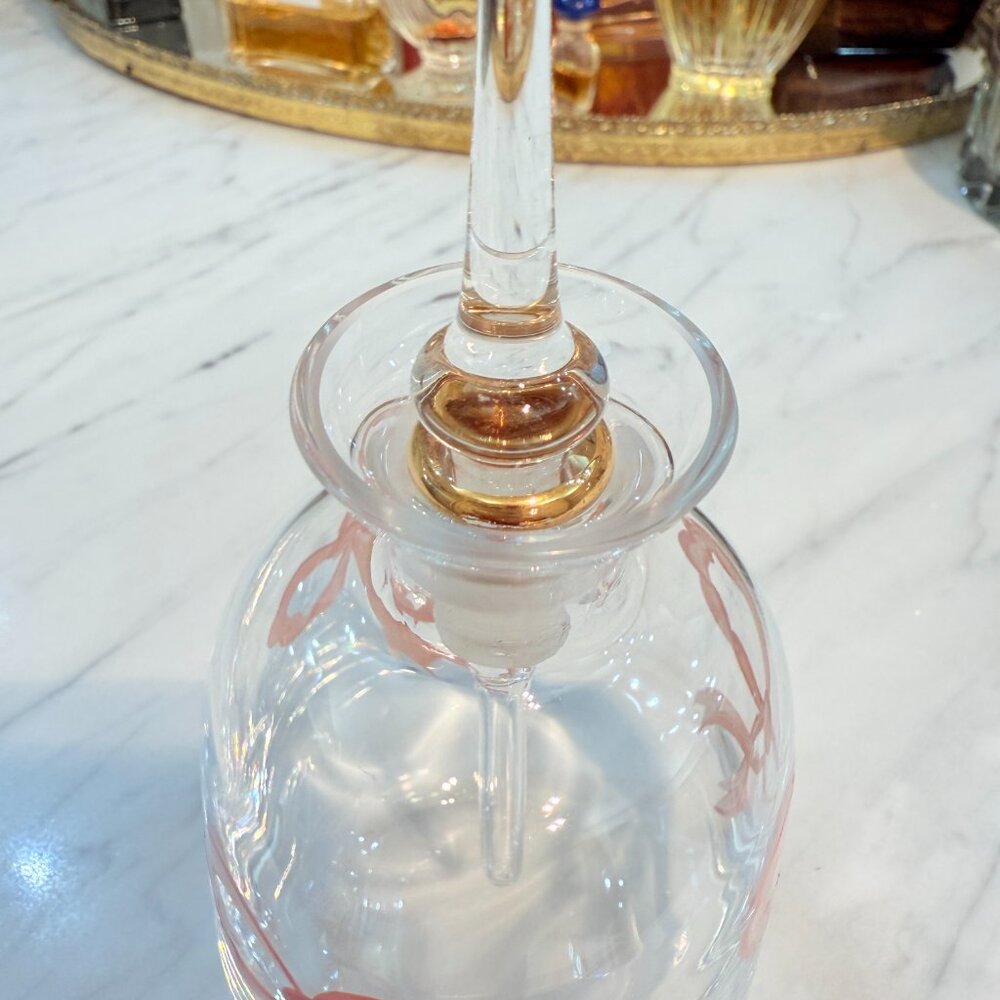 SOLD Vintage Hungarian Perfume Bottle with Glass Dauber and Pink Bows - Picture 10 of 16